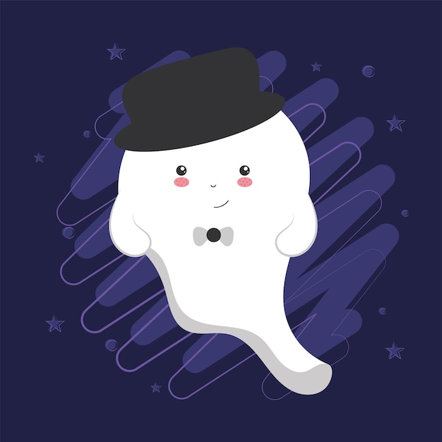 Ilustración de Vector de personaje fantasma de Halloween lindo aislado