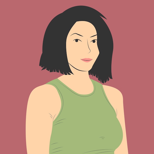 Vector ilustración de vector de personaje femenino en estilo de dibujos animados plana