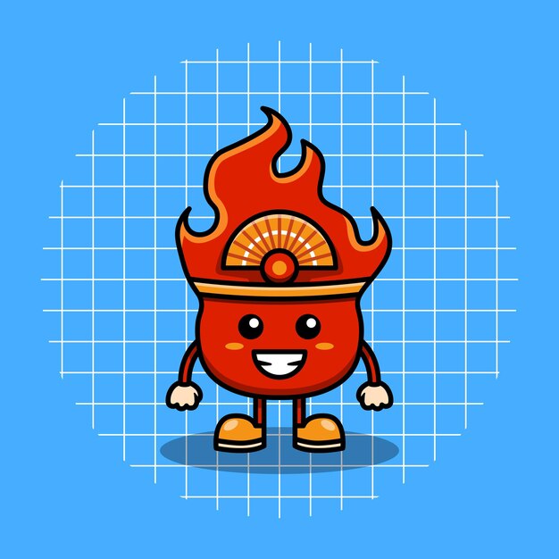 Ilustración de vector de personaje de fuego en estilo plano de dibujos animados