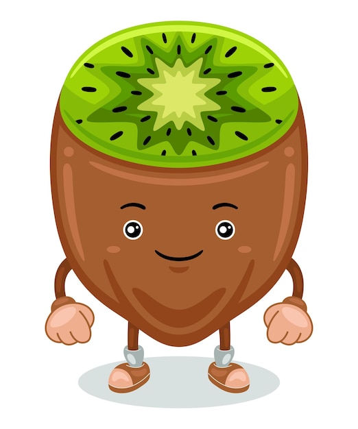 Ilustración de vector de personaje de mascota de kiwi lindo