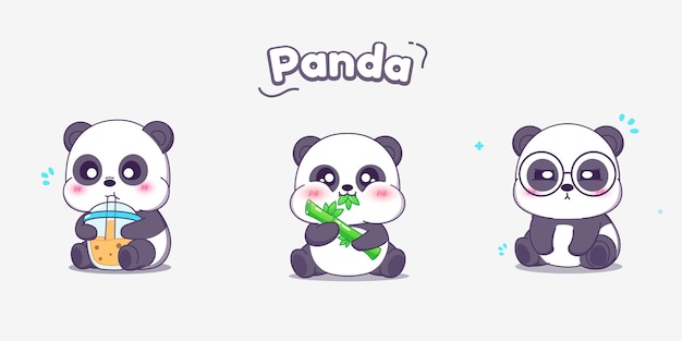 Ilustración de vector de personaje panda lindo