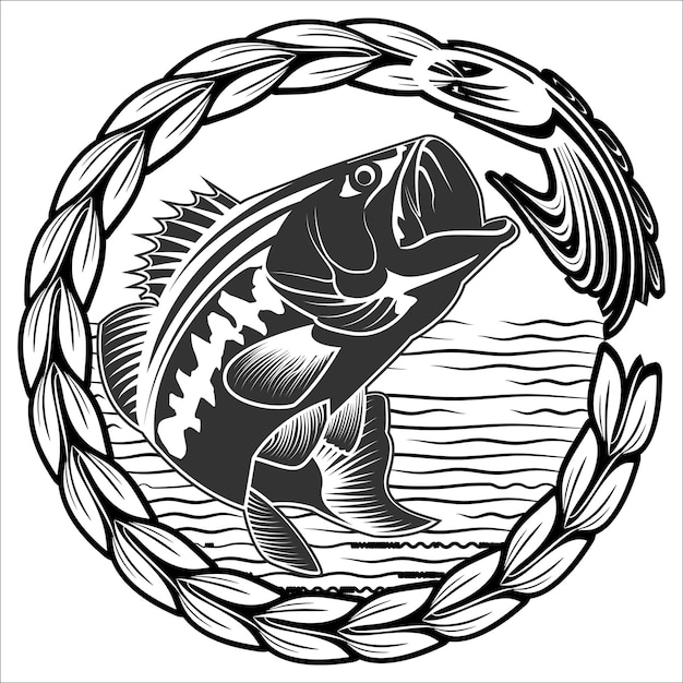 Vector ilustración de vector de pesca de pescado bajo