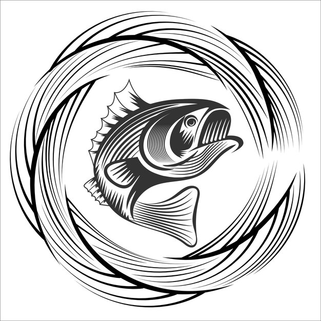 Ilustración de vector de pesca de pescado bajo