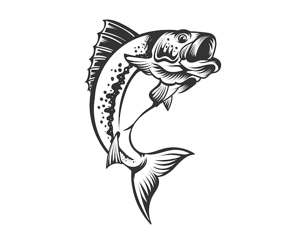 Ilustración de vector de pescado para artículos de impresión y camiseta