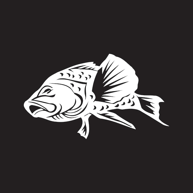 Ilustración de vector de pescado blanco en estilo vintage monocromo