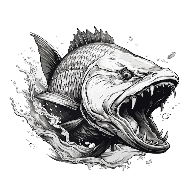 Vector ilustración de vector de pez espeluznante
