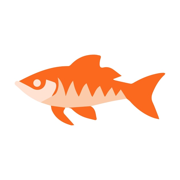 Ilustración de vector de pez naranja icono de pez plano aislado en un fondo blanco