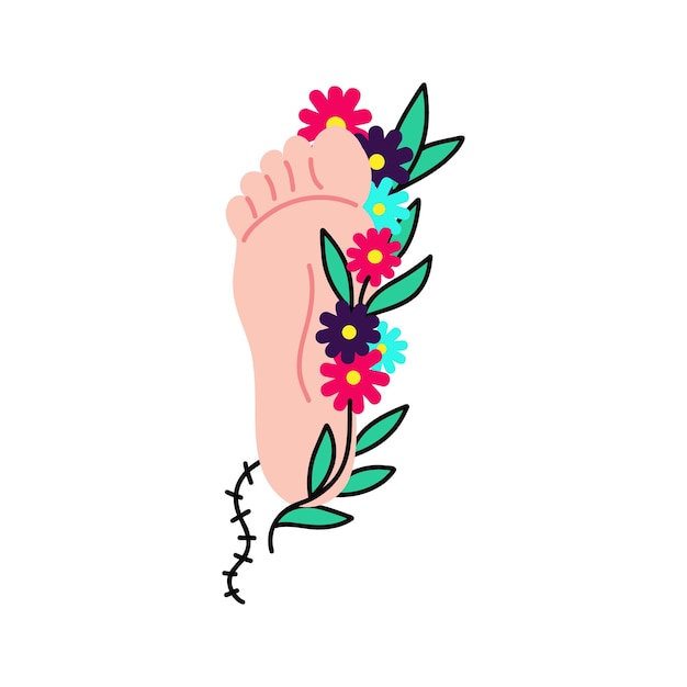 Ilustración de vector de pie y flores