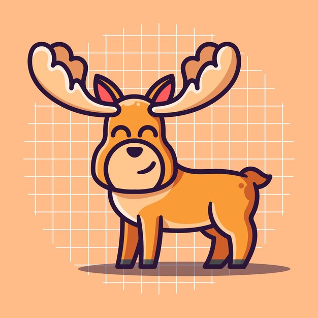 Ilustración de vector de pie de personaje de ciervo lindo