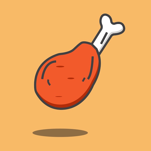Ilustración de vector de pierna de pollo. Icono de vector conjunto de alas de pollo planas