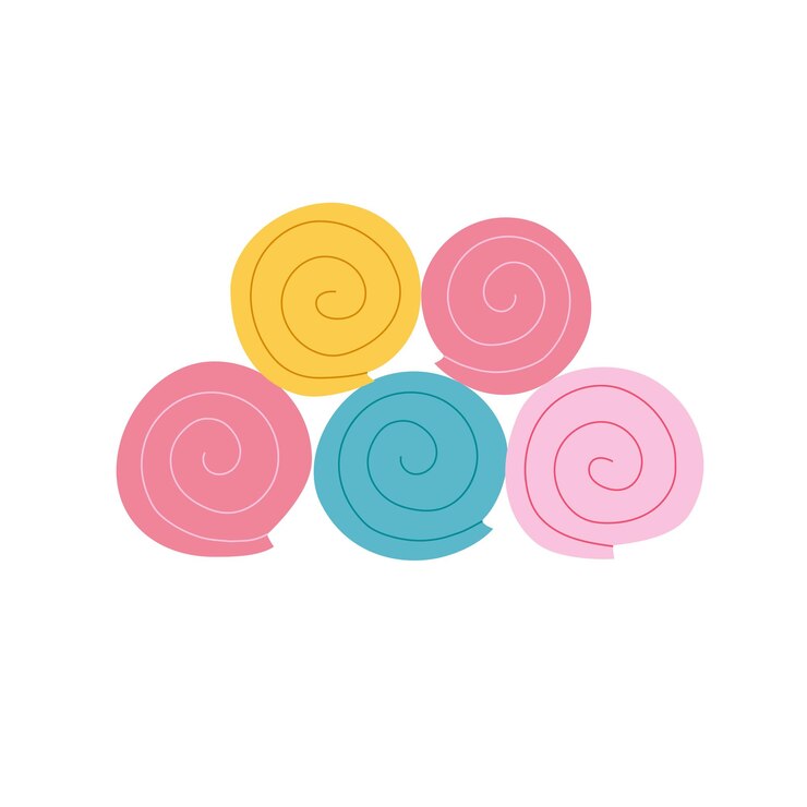 Vector ilustración de vector con pila de toallas accesorios de baño textil en estilo doodle