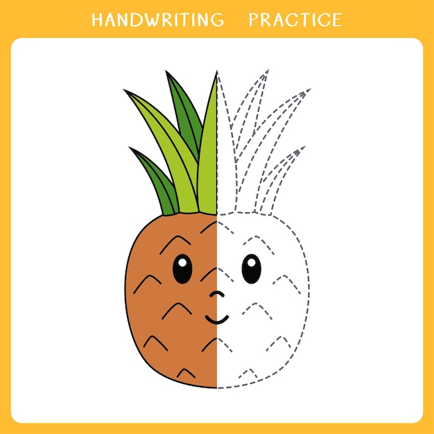 Ilustración de vector de piña linda para colorear libro