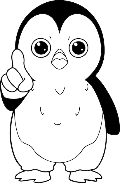 Ilustración de vector de pingüino Libro para colorear en blanco y negro o página para niños