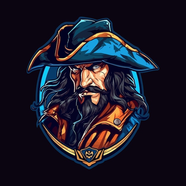 Ilustración de vector de piratas de diseño de logotipo de estilo Esport