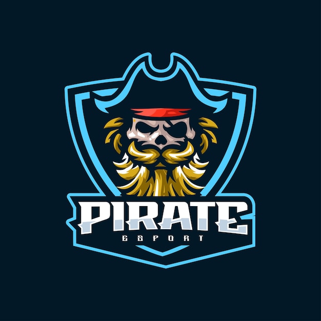 Ilustración Vector Pirate Gaming ESport Logo Estilo