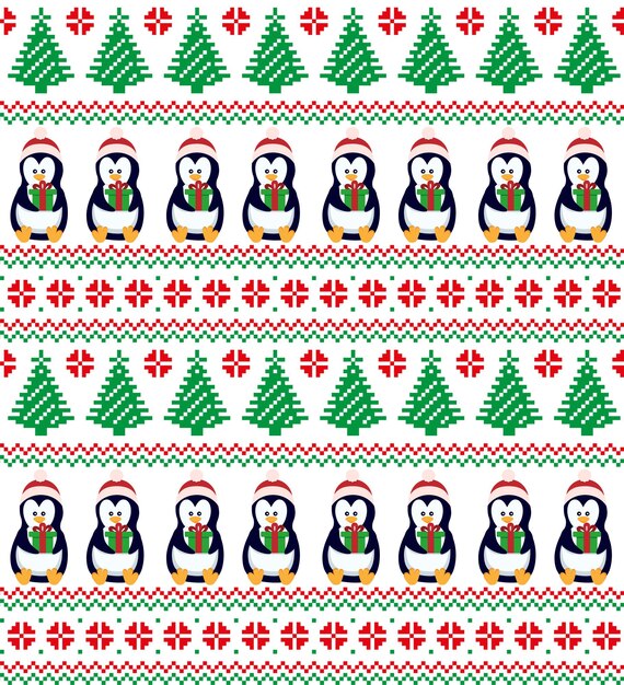 Ilustración de vector de píxeles de patrón de Navidad de año nuevo eps