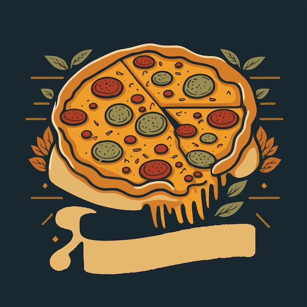 Vector ilustración de vector de pizza italiana sabrosa para logo o cartel