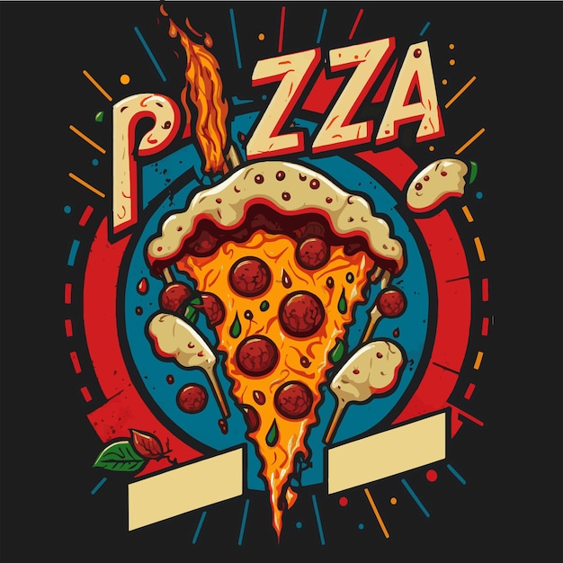 Ilustración de vector de pizza italiana sabrosa para logo o cartel