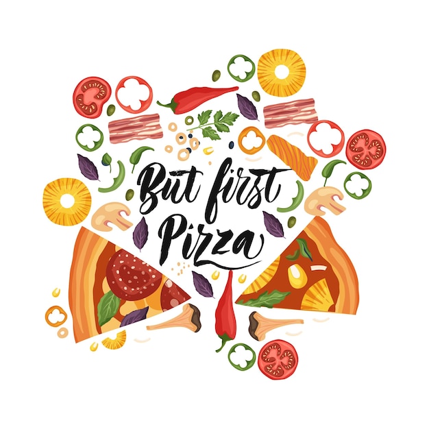 Ilustración de vector de pizza de letras