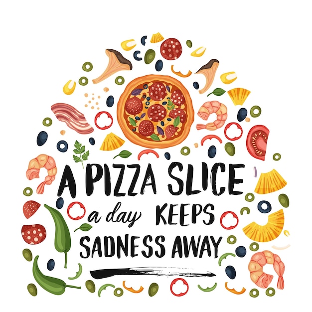 Ilustración de vector de pizza de letras