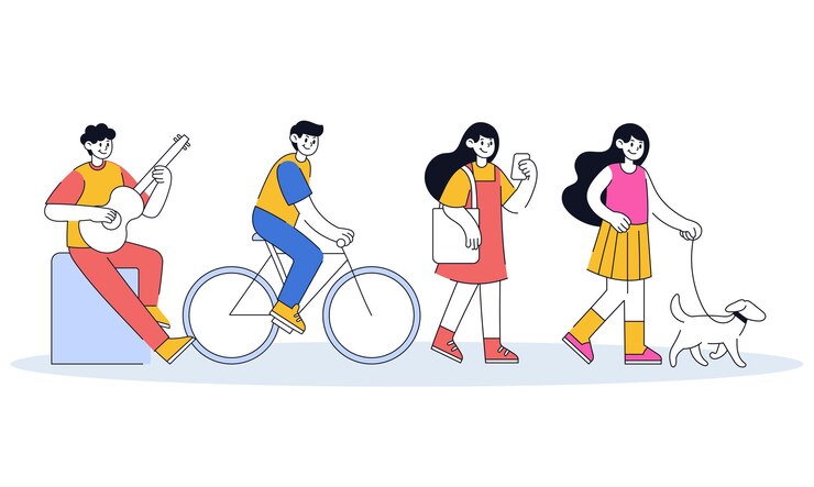 Ilustración de vector plano de actividad de personas