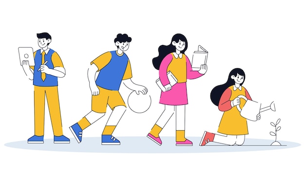 Ilustración de vector plano de actividad de personas