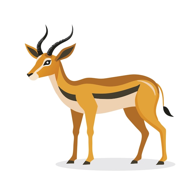 Ilustración de vector plano aislado de un animal de la gacela de Grants sobre un fondo blanco