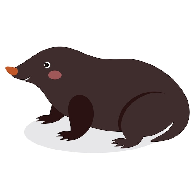 Ilustración de vector plano aislado de animal topo en fondo blanco