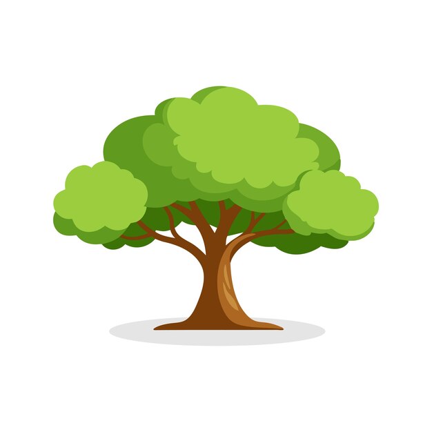 Ilustración de vector plano aislado de árbol de olmo natural sobre fondo blanco
