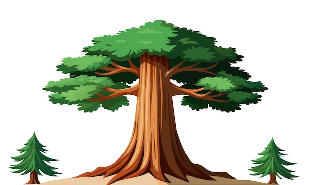 Ilustración de vector plano aislado de árbol de sequoia en fondo blanco