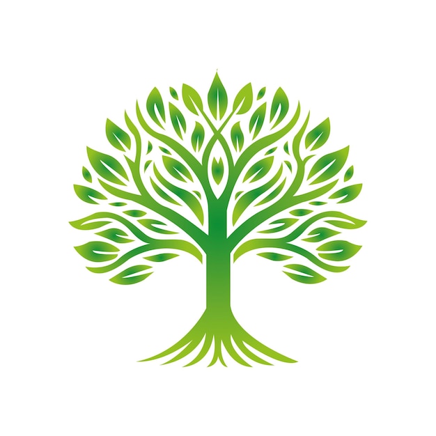 Ilustración de vector plano aislado de arte minimalista de árbol verde Vector libre