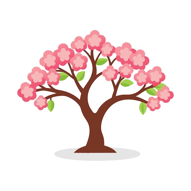Ilustración de vector plano aislado de cerezo en fondo blanco