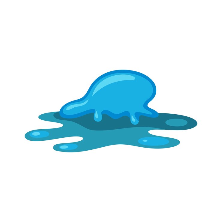 Vector ilustración de vector plano aislado de charco de derrame de agua y gotas sobre fondo blanco