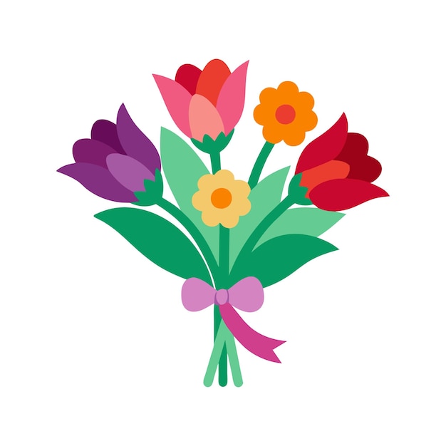 Ilustración de vector plano aislado de un ramo de flores