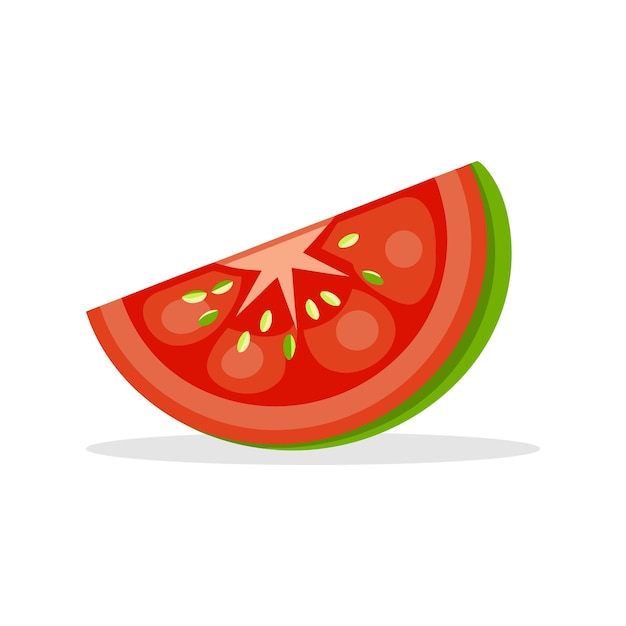 Ilustración de vector plano aislado de una rodaja de tomate sobre un fondo blanco