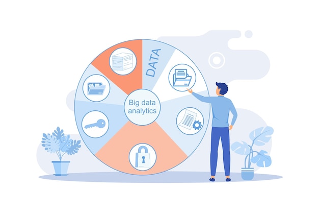 Ilustración de vector plano de análisis de datos grandes