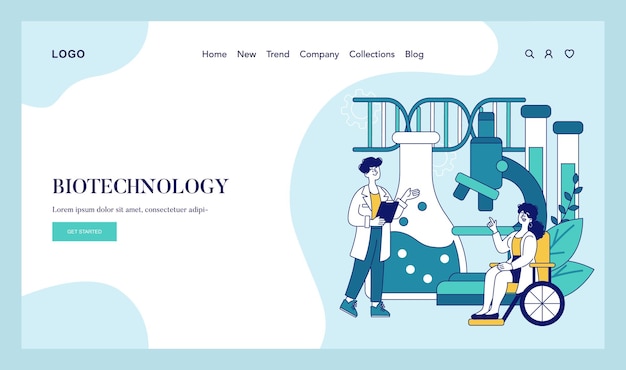 Ilustración de vector plano de la biotecnología