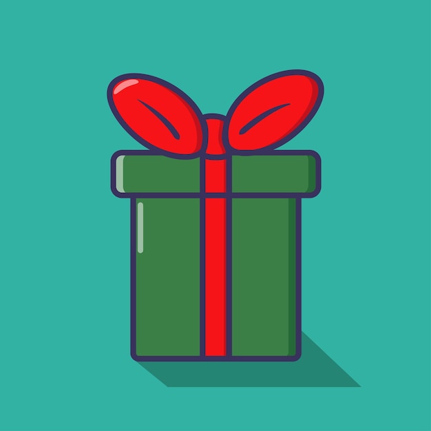 Ilustración de vector plano de caja de regalo de Navidad