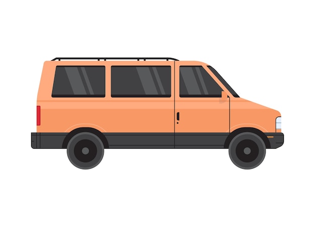 Ilustración de vector plano de camión minivan y coche de mensajería