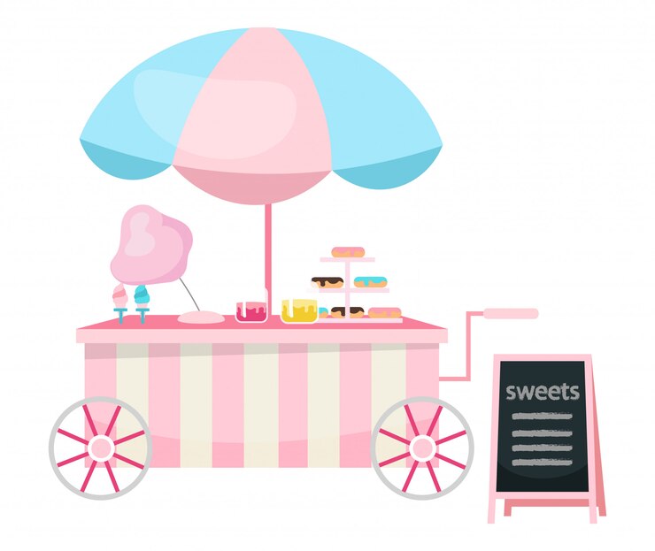 Vector ilustración de vector plano de carro de comida callejera