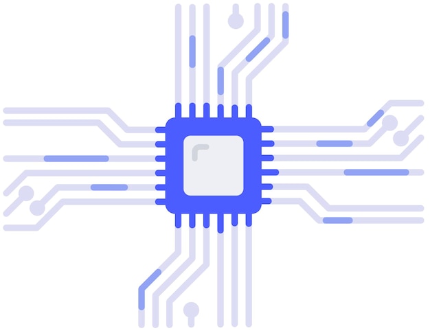 Ilustración de vector plano de chip electrónico