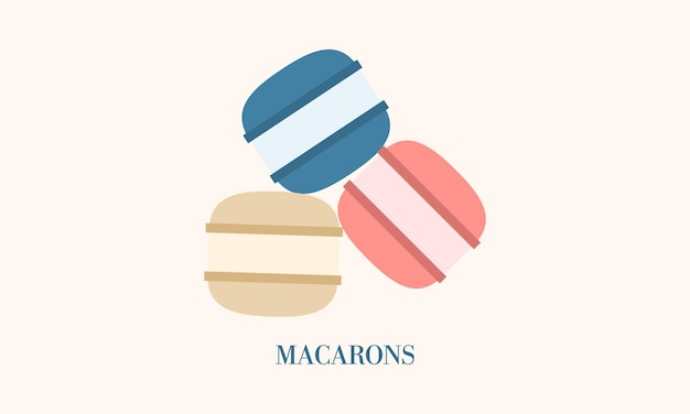 Ilustración de vector plano de color de postre macarons