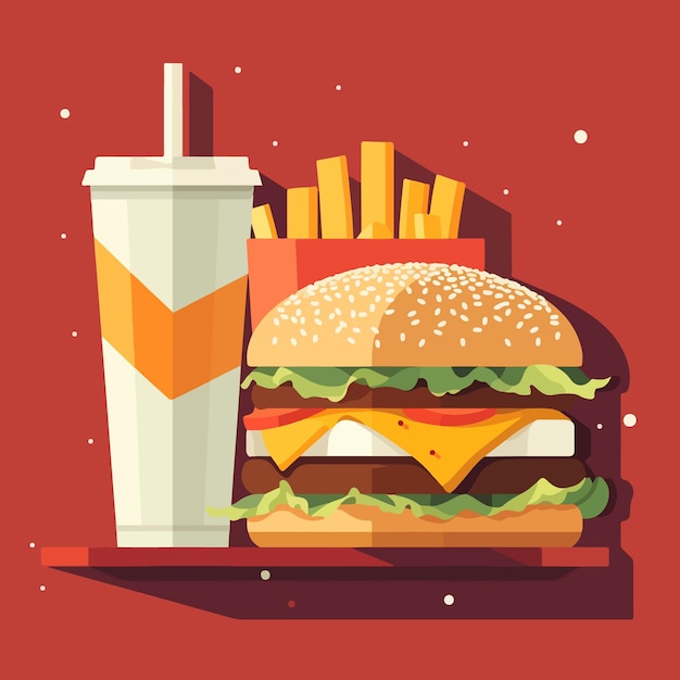 Ilustración de Vector plano de comida rápida