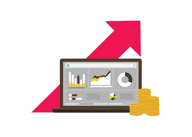 Ilustración de vector plano del concepto de análisis financiero