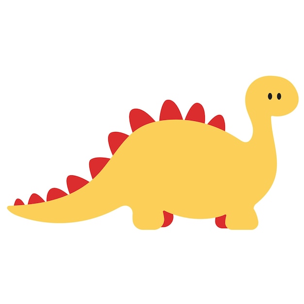 Ilustración de vector plano de un dinosaurio con una ilustración de estegosaurio de cuello largo