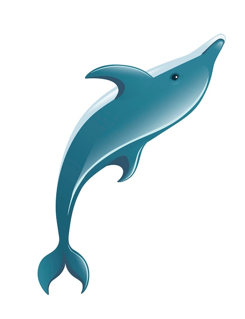 Ilustración de vector plano de diseño de animales de mar de dibujos animados de delfines azules aislado sobre fondo blanco.