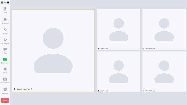 Ilustración de vector plano del diseño de la aplicación de videoconferencia Plantilla de pantalla de llamada Interfaz de kit de maqueta Aplicación para llamadas reunión de conferencia en línea Ventanas de comunicación para aplicaciones móviles y escritorio