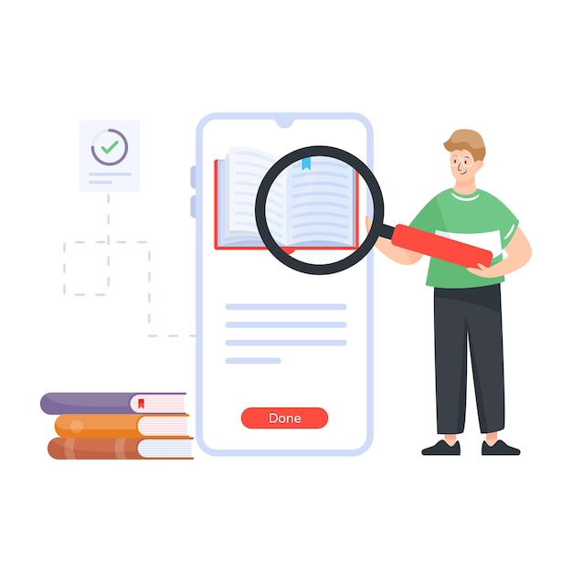 Una ilustración de vector plano de e learning