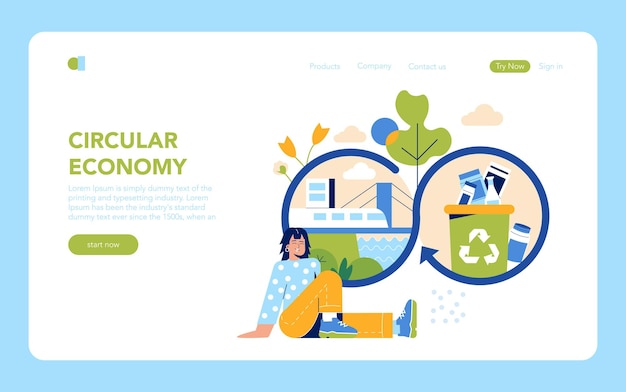 Ilustración de vector plano de la economía circular