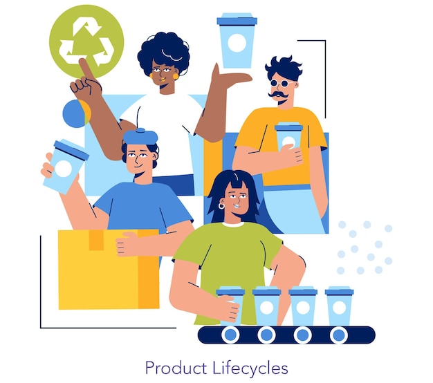 Ilustración de vector plano de la economía circular